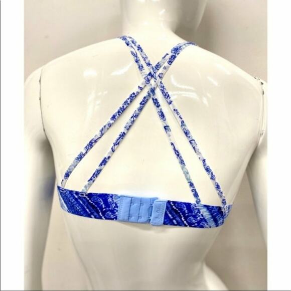 Sam Edelman blueprint floral strappy bralette blue white medium - Picture 2 of 2